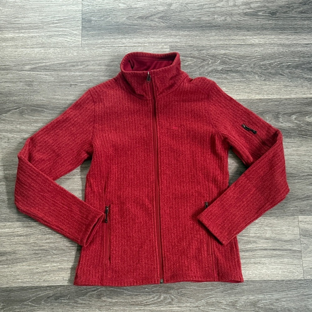 Patagonia Women's Cherry Red Ski Fleece Ribbed Full Zip Size Medium